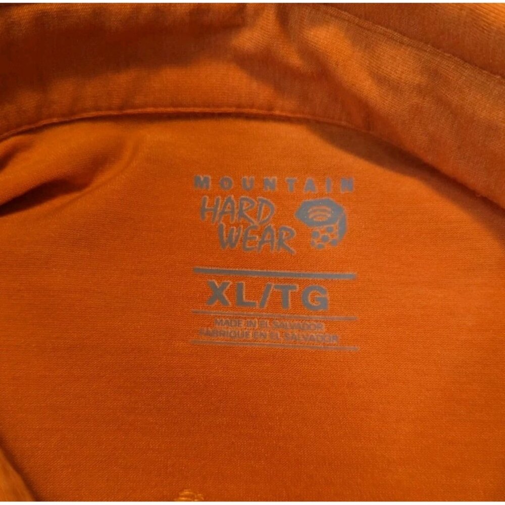 Mountain Hardware Mens XL Shirt Polo‎ Orange Striped Short Sleeve Outdoor - Picture 10 of 11